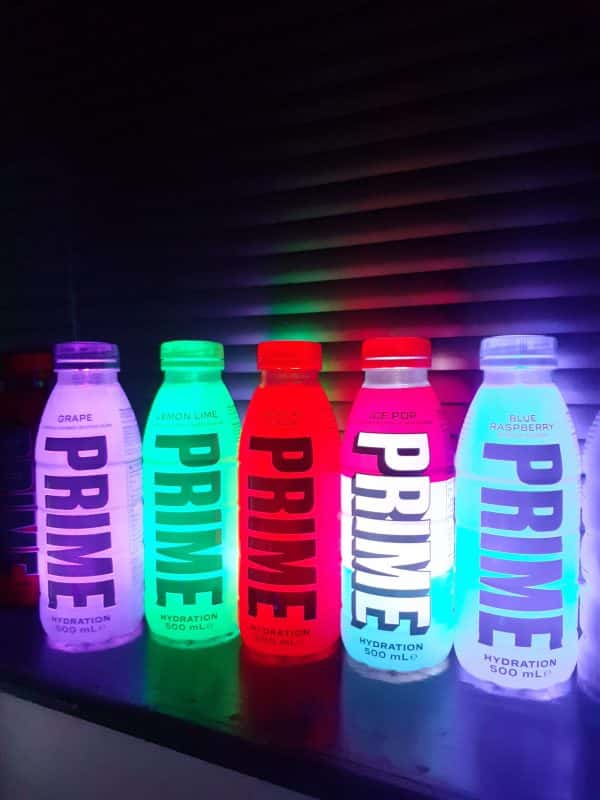 PRIME hydration energy lights lit up lots LED bottle